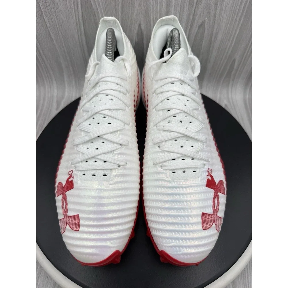 Under Armour UA Blur Pro Mens Size 9 White‎ Red Football Cleats 3028220-101